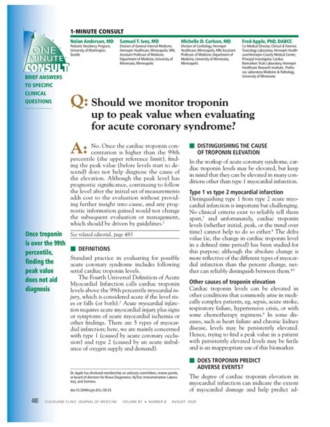 Should we monitor troponin up to peak value when evaluating for .